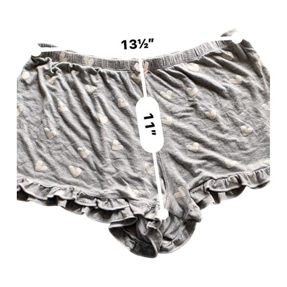 Honeydew sleep shorts Large ruffle hem grey with heart print - Picture 2 of 6